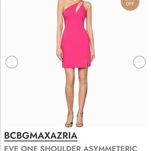 BCBGMAXAZRIA EVE ONE SHOULDER ASYMMETRIC SHEATH DRESS FUSHIA